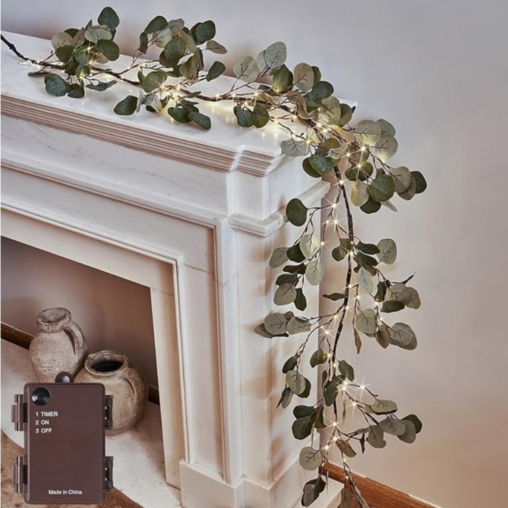 Elegant Greenery Garland with LED Lights